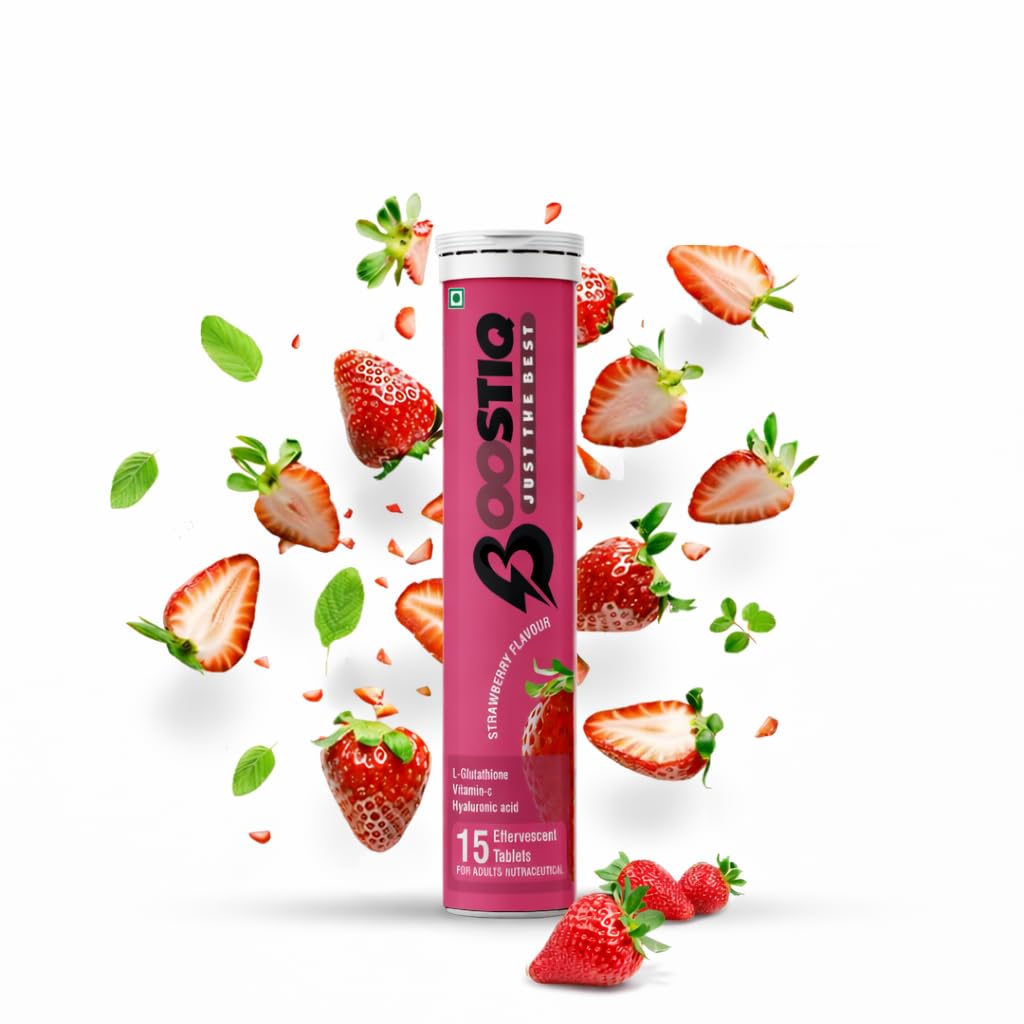 BOOSTIQ Glutathione Vitamin C Effervescent Tablets - Strawberry Flavour | Grocsy