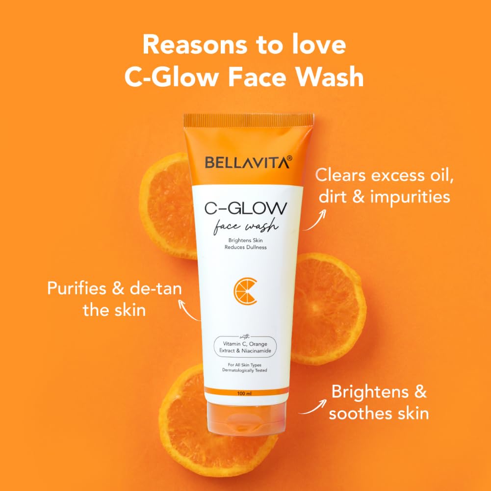 Bella Vita C-Glow Vitamin C Face Wash Brightening Formula for Men and Women,100 ml | Grocsy