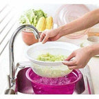 Multipurpose Double Layer Plastic Sieve Drainer Bowl | Grocsy