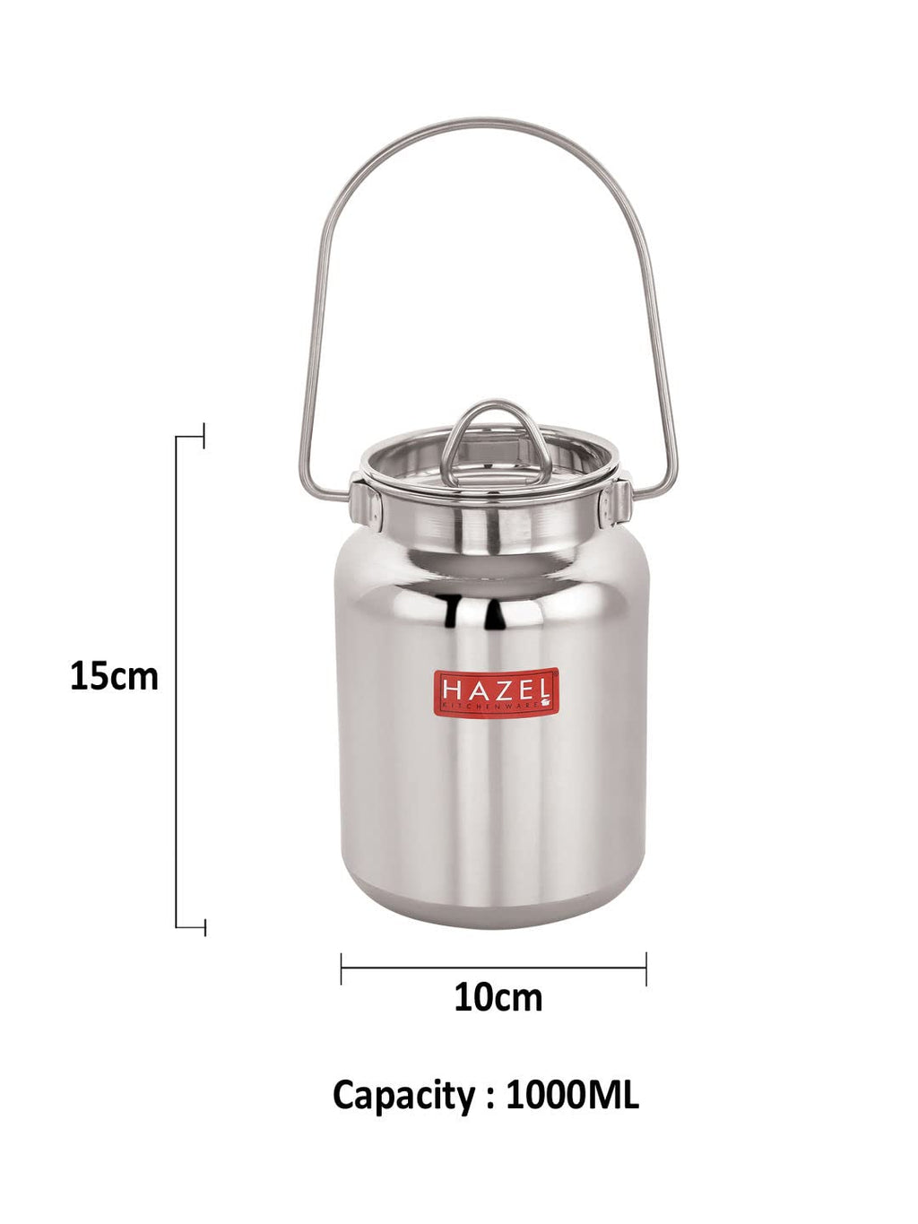 HAZEL Stainless Steel Oil Container | 1L Airtight Steel Ghee Jar with Lid | Grocsy