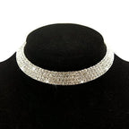 Silver-Toned Alloy Rhinestones Studded Choker Necklace - The Pari | Grocsy