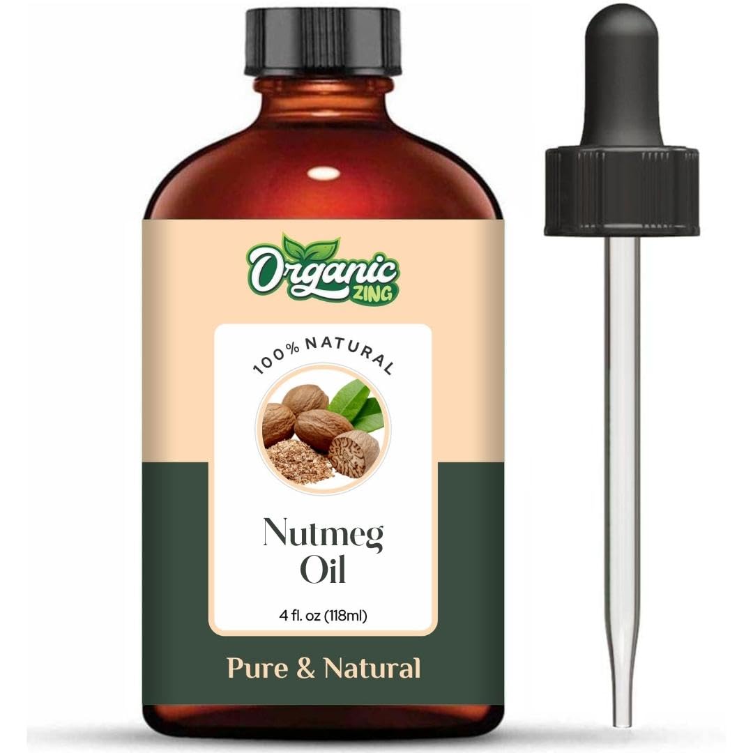 Organic Zing Nutmeg (Myristica Fragrans) Oil | Pure & Natural Essential Oil for Aroma, Diffusers, Skincare & Hair Care | Grocsy