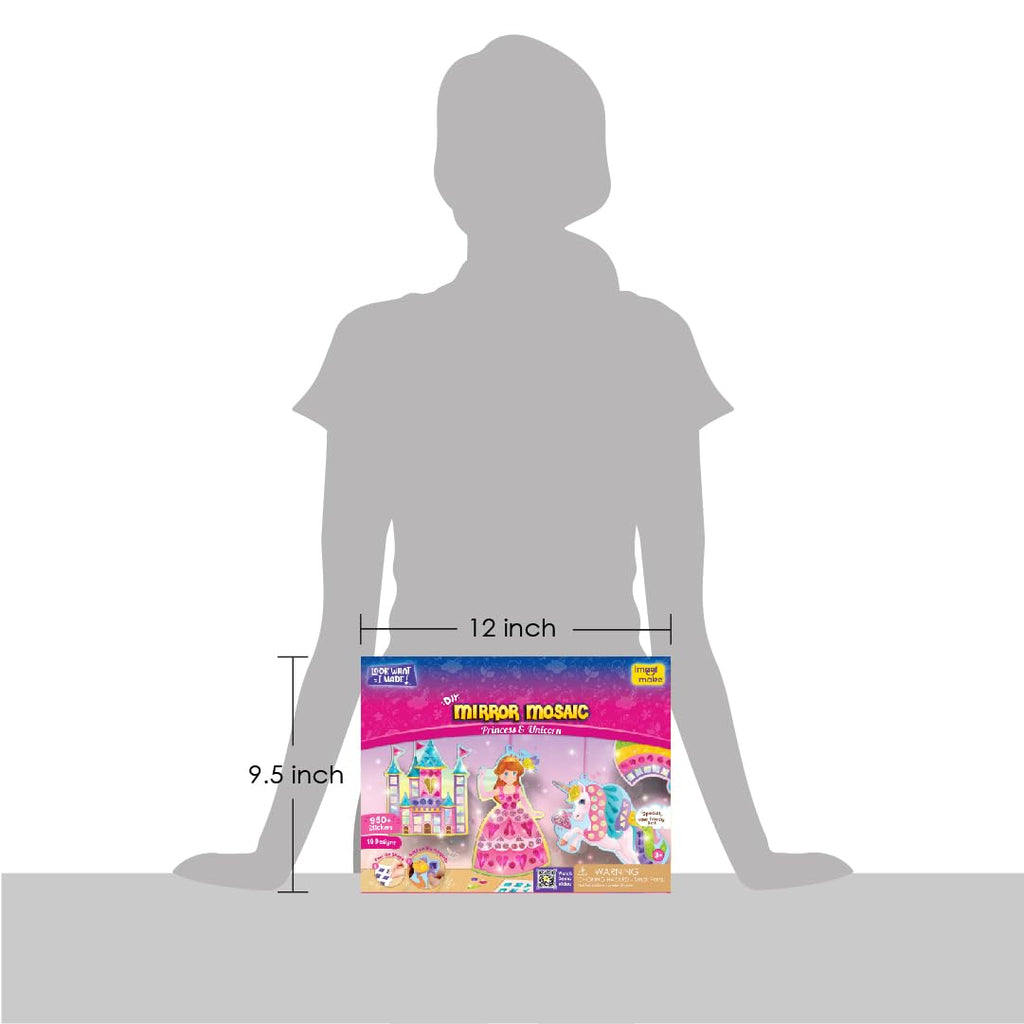 Imagimake Mirror Mosaic Princess & Unicorn Kids Art Set | DIY Craft Kit | Foil Stickers for Kids | Birthday Gift for Girls and Boys Ages 3,4,5,6,7,8 | 3 Year Old Girl Gifts | Grocsy