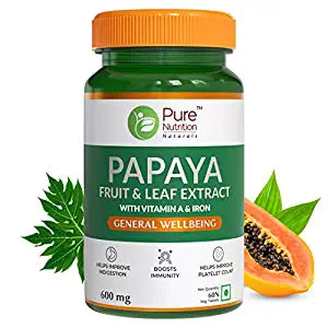 Pure Nutrition Papaya Leaf & Fruit Extract Veg Capsules | Grocsy