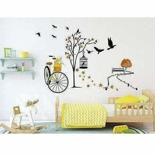 Wall Sticker for Living Room(Ride Through Nature, Ideal Size on Wall : 140 cm x 100 cm),Multicolour | Grocsy