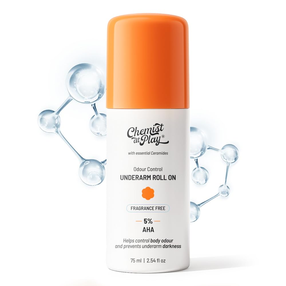 Chemist at Play UnderArm Roll On Fragrance Free, Prevents Body Odour, Brightens Skin & Exfoliates Underarm | Grocsy
