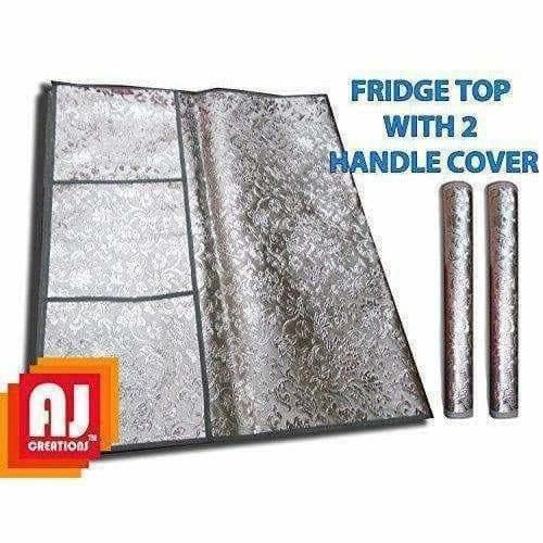 Grey Decorative Fridge Top Cover And 2 Fridge Handle Covers | Grocsy
