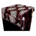 Floral Design Fridge Top Cover with 6 Utility Pockets - Brown Color | Grocsy