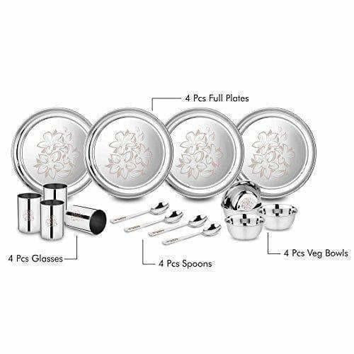 Stainless Steel Glory Dinner Set, 16-Pieces | Grocsy