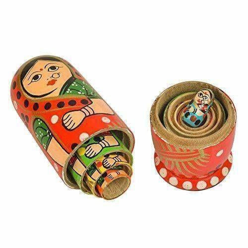 Indian doll - Kids Handmade Hand Painted Cute Wooden Indian Women Nesting Dolls | Grocsy