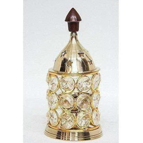 Brass Akhand Diya -Diamond Crystal Deepak - Oil Lamp | Grocsy