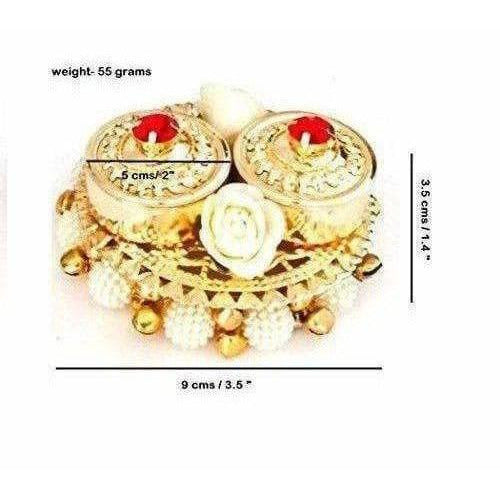 Haldi Kumkum Box Elegant with Lids - Decorated with Flowers - Colored Crystals | Grocsy