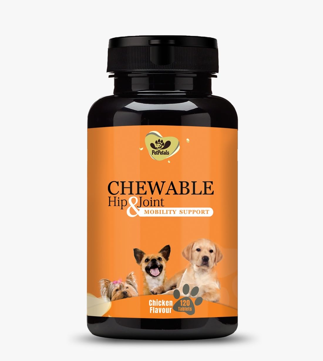 PetPetals Chewable Hip & Joint Chicken Flavor Dog Tablets for Skin & Digestive System Pet Health Supplements | Grocsy
