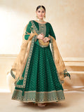Anaita Green Embroidered Tapeta Silk Anarkali Suit | Grocsy