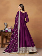 Monjolika Fashion Purple Colour Art Silk Designer Anarkali Dress | Grocsy