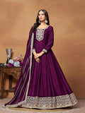 Monjolika Fashion Purple Colour Art Silk Designer Anarkali Dress | Grocsy