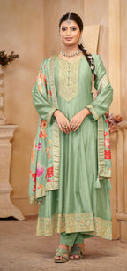Anaita Light Green Vichitra Silk Sequence Embroidered Salwar Suit | Grocsy