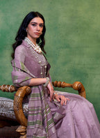 Monjolika Fashion Dark Lilac Colour Cotton Handloom Lightwear Saree For Women | Grocsy