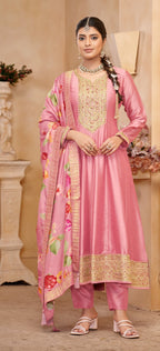 Anaita Light Pink Vichitra Silk Sequence Embroidered Salwar Suit | Grocsy