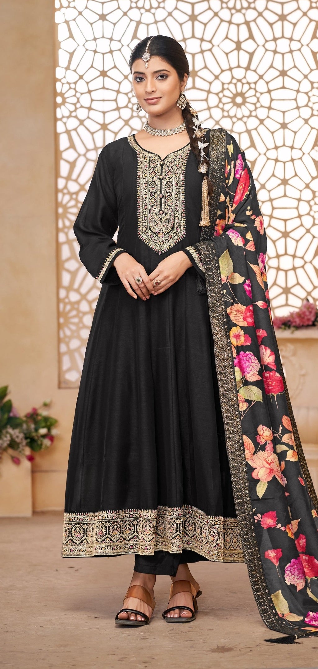 Anaita Black Vichitra Silk Sequence Embroidered Salwar Suit | Grocsy