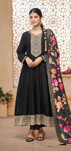 Anaita Black Vichitra Silk Sequence Embroidered Salwar Suit | Grocsy