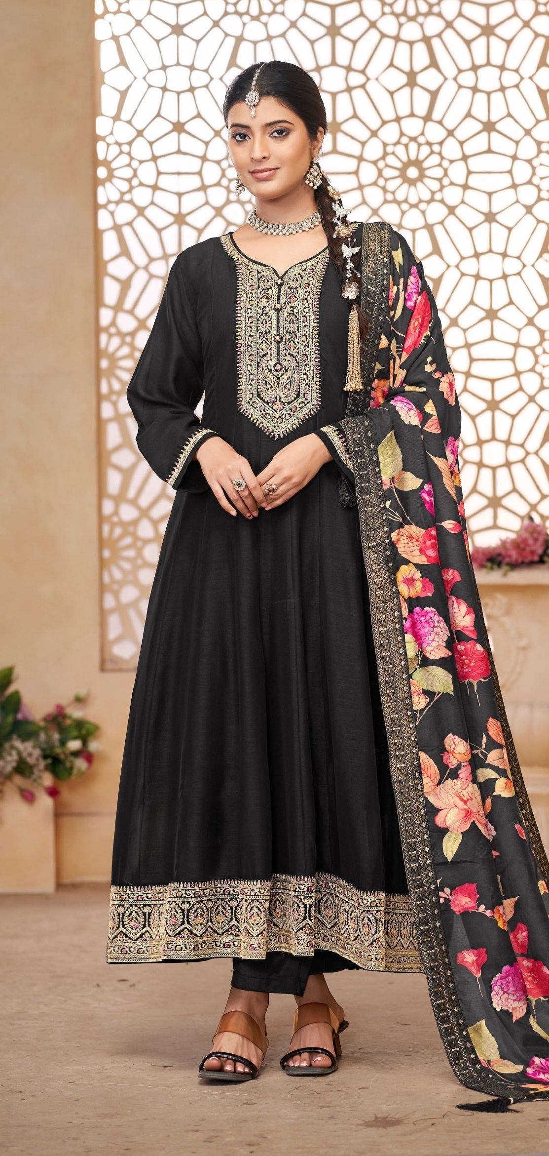 Anaita Black Vichitra Silk Sequence Embroidered Salwar Suit | Grocsy