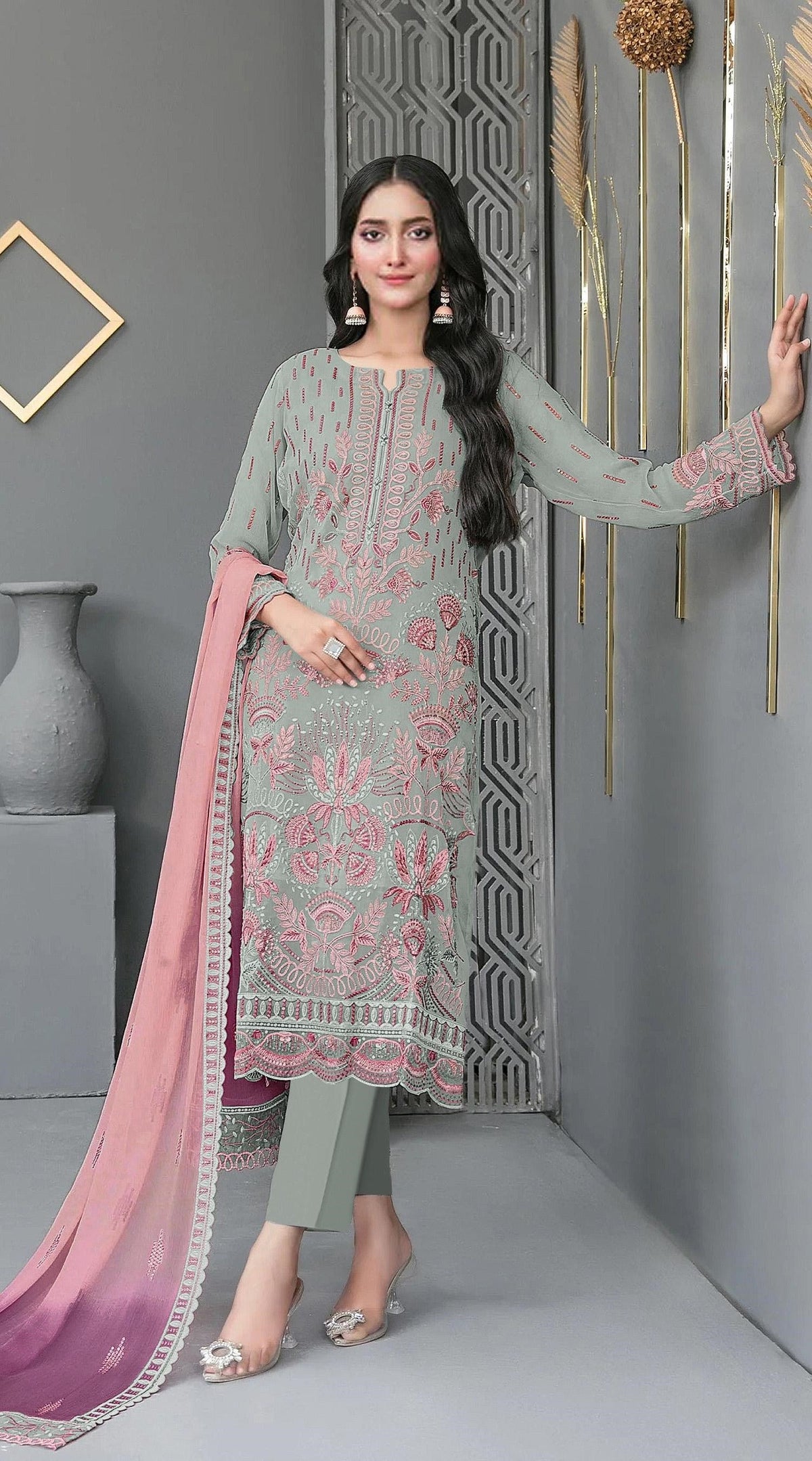 Anaita Green Fox Georgette Suit With Embroidered Sequence Work | Grocsy