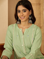 Joban Fashion Pista Green Viscose Rayon Embroidery Readymade Tunic | Grocsy