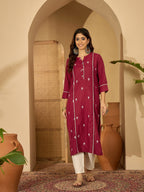 Joban Fashion MAROON Viscose Rayon Embroidery Readymade Tunic | Grocsy