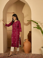 Joban Fashion MAROON Viscose Rayon Embroidery Readymade Tunic | Grocsy