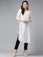 ADA Floral Embroidered Chikankari Kurta | Grocsy
