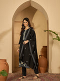 Joban Fashion Black Silk Embroidery Readymade Kurta Set | Grocsy