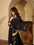 Joban Fashion Black Silk Embroidery Readymade Kurta Set | Grocsy