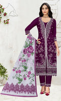 Anaita Purple Slub Cotton Suit with Embroidered Multi Work | Grocsy