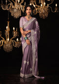 Monjolika Fashion Lilac Colour Tissue Silk Embroidered Saree | Grocsy