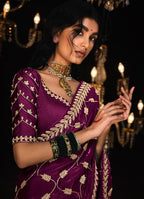 Monjolika Fashion Dark Purple Colour Tissue Silk Trendy Sarees For Women | Grocsy