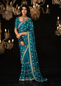 Monjolika Fashion Dark Blue Colour Tissue Silk Trendy Sarees For Women | Grocsy