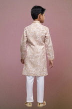 Raivat Ethnic Cotton Thread Work Kids Kurta Pajama In Peach Colour | Grocsy