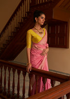 Monjolika Fashion Salmon Colour Weaving Nylon Silk Saree | Grocsy