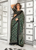 Monjolika Fashion Dark Green Colour Satin Crepe Printed Lightwear Sarees | Grocsy