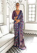 Monjolika Fashion Navy Blue Colour Satin Crepe Printed Lightwear Sarees | Grocsy