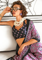 Monjolika Fashion Wine Colour Satin Crepe Printed Lightwear Sarees | Grocsy