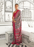 Monjolika Fashion Black & Maroon Colour Satin Crepe Printed Lightwear Sarees | Grocsy