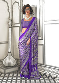 Monjolika Fashion Royal Blue Colour Satin Crepe Printed Lightwear Sarees | Grocsy