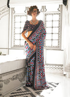 Monjolika Fashion Multi Colour Satin Crepe Printed Lightwear Sarees | Grocsy