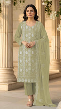 Anaita Green Faux Georgette Suit With Embroidery & Sequence Work | Grocsy