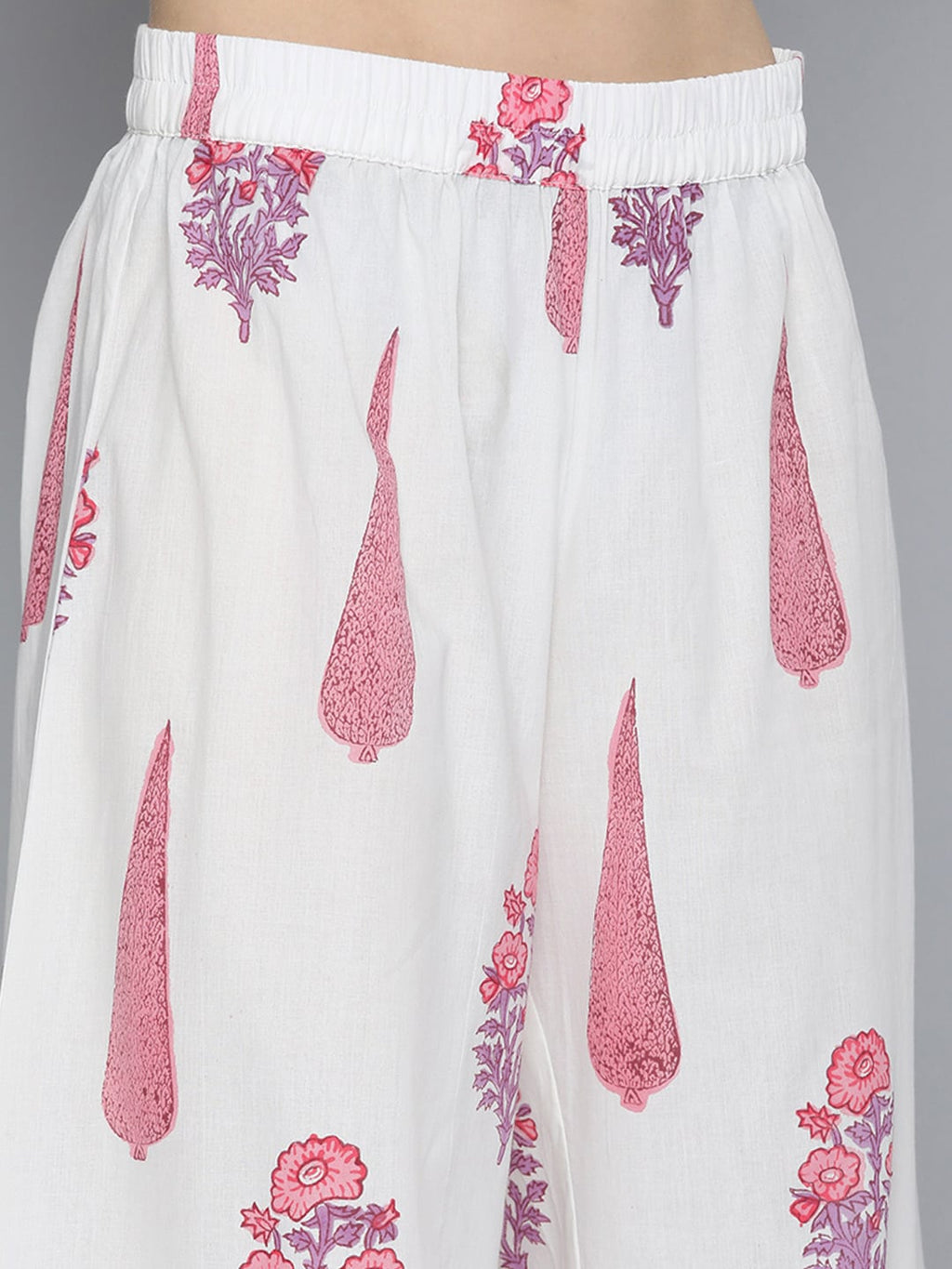 HERE&NOW Women Floral Printed Regular Pure Cotton Kurta with Palazzos & With Dupatta | Grocsy