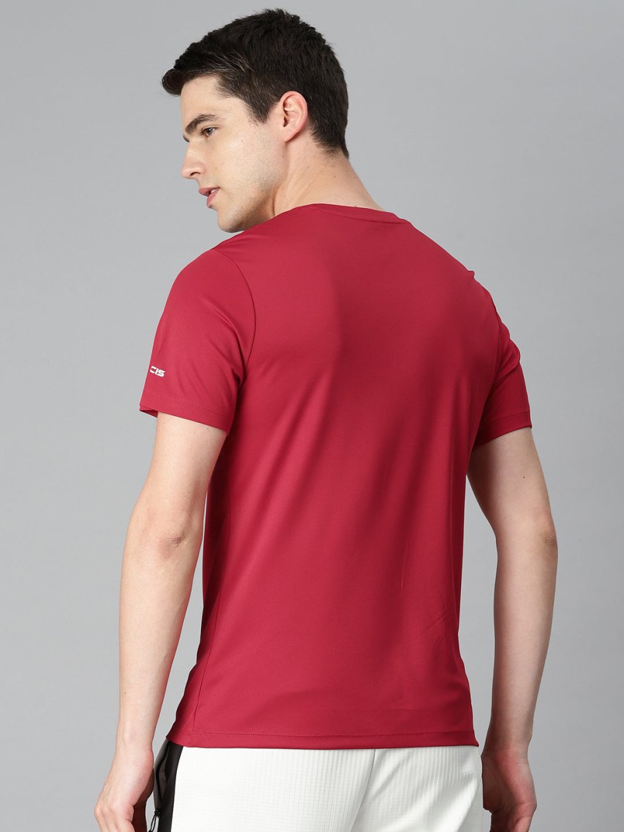 Alcis Men Typography Printed Anti Static Slim Fit Sports T-shirt | Grocsy