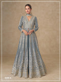 Anaita Grey Chinon Stitched Anarkali Suits With Embroidery & Sequence Work | Grocsy