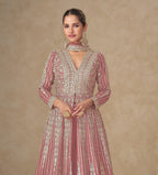 Anaita Peach Chinon Stitched Anarkali Suits With Embroidery & Sequence Work | Grocsy